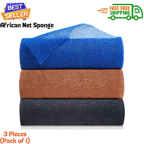 3 Pieces African Exfoliating Net African Bath Sponge Scrubbing Rag Net African..